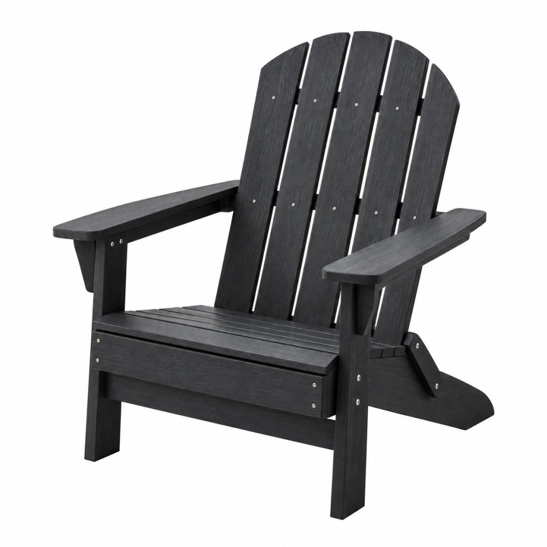 Krzesło ogrodowe Adirondack 83 x 80 x 98 cm czarne z tworzywa sztucznego składane