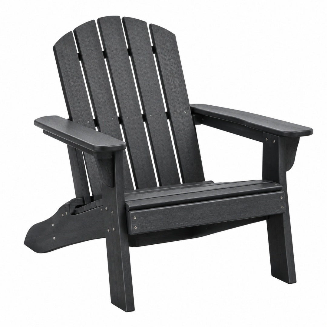 Krzesło ogrodowe Adirondack 83 x 76 x 98 cm z tworzywa HDPE czarne z podłokietnikami