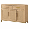 Komoda 140 x 40 x 90 cm z drewna w kolorze naturalnego dębu z rattanowymi frontami