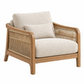 Fotel 80 x 85 x 82 cm z drewna i plecionki beżowy do salonu w stylu naturalnym