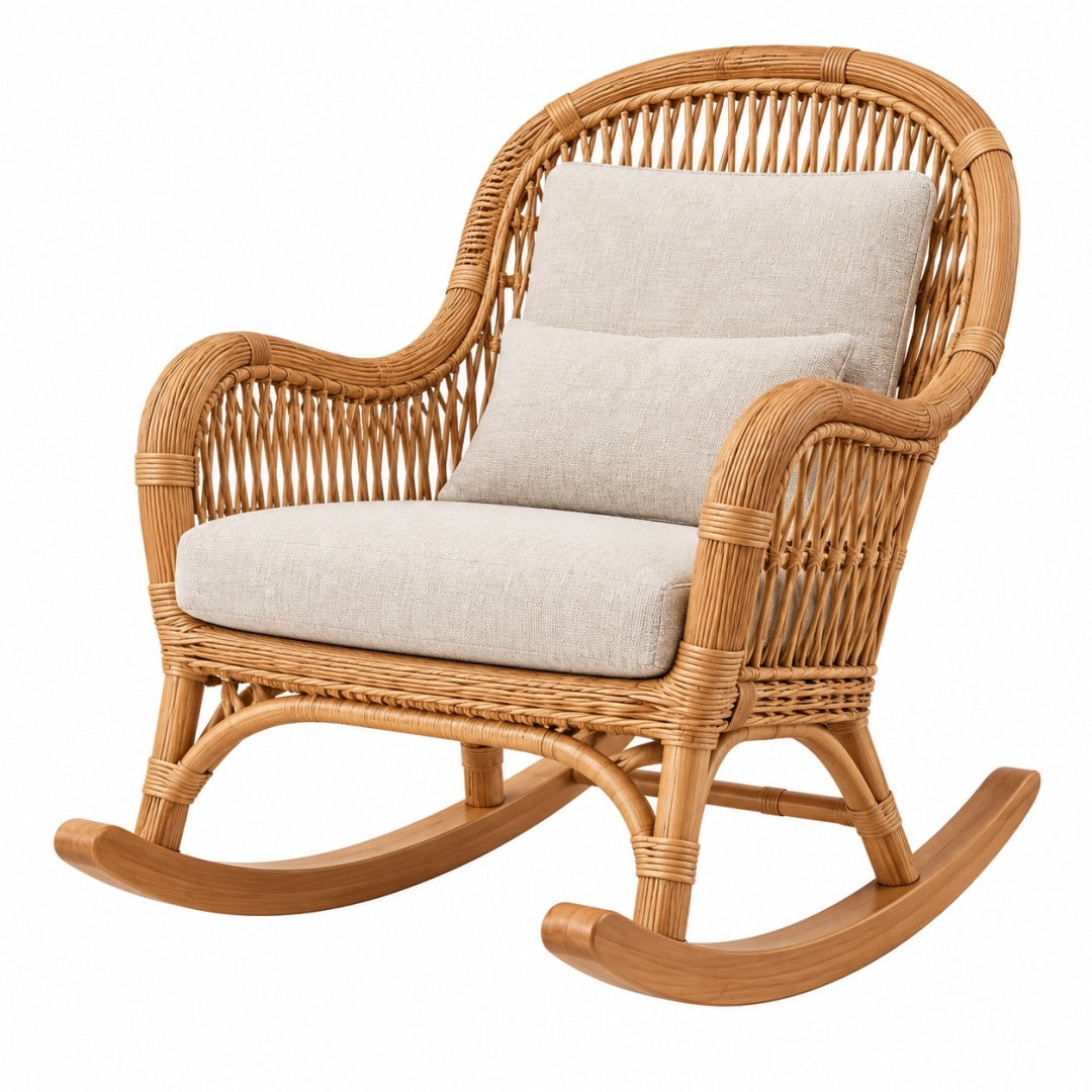 Fotel bujany 100 x 75 x 105 cm z rattanu naturalny do wnętrz